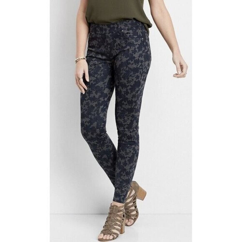 Maurice floral knit pull on skinny pant women size XXL Multicolor A000201